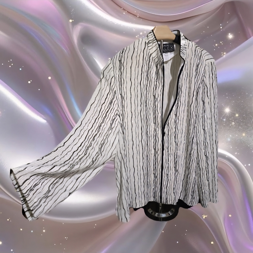 Alex Evenings Black and White Zip Up